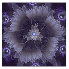 Amazing Fractal Triskelion Purple Passion Flower Large Satin Scarf (square) by jayaprime