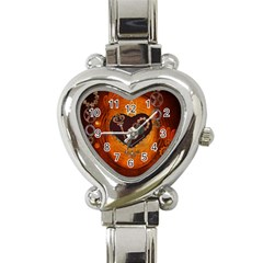 Steampunk, Heart With Gears, Dragonfly And Clocks Heart Italian Charm Watch by FantasyWorld7