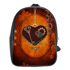 Steampunk, Heart With Gears, Dragonfly And Clocks School Bags (xl)  by FantasyWorld7