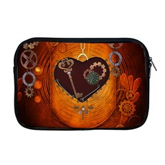 Steampunk, Heart With Gears, Dragonfly And Clocks Apple Macbook Pro 17  Zipper Case by FantasyWorld7