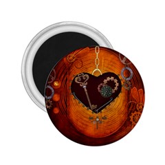 Steampunk, Heart With Gears, Dragonfly And Clocks 2 25  Magnets by FantasyWorld7