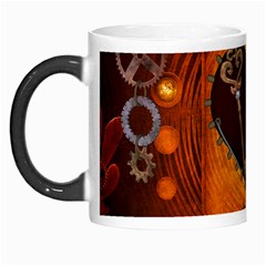 Steampunk, Heart With Gears, Dragonfly And Clocks Morph Mugs by FantasyWorld7