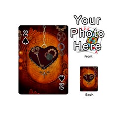 Steampunk, Heart With Gears, Dragonfly And Clocks Playing Cards 54 (mini)  by FantasyWorld7