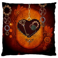 Steampunk, Heart With Gears, Dragonfly And Clocks Standard Flano Cushion Case (two Sides) by FantasyWorld7