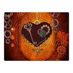 Steampunk, Heart With Gears, Dragonfly And Clocks Double Sided Flano Blanket (Mini)  35 x27  Blanket Front