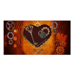 Steampunk, Heart With Gears, Dragonfly And Clocks Satin Shawl by FantasyWorld7