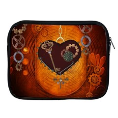 Steampunk, Heart With Gears, Dragonfly And Clocks Apple Ipad 2/3/4 Zipper Cases by FantasyWorld7