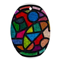 Stained Glass Color Texture Sacra Oval Ornament (two Sides) by BangZart