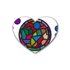 Stained Glass Color Texture Sacra Rubber Coaster (heart)  by BangZart