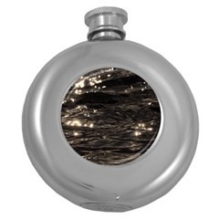 Lake Water Wave Mirroring Texture Round Hip Flask (5 Oz) by BangZart