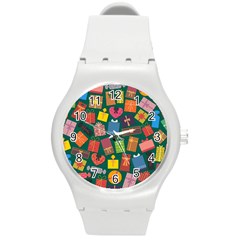 Presents Gifts Background Colorful Round Plastic Sport Watch (m) by BangZart