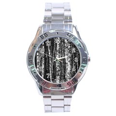 Birch Forest Trees Wood Natural Stainless Steel Analogue Watch by BangZart