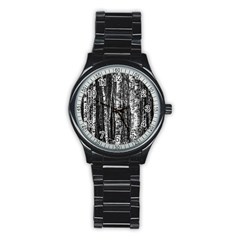 Birch Forest Trees Wood Natural Stainless Steel Round Watch