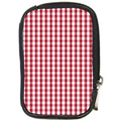 Usa Flag Red Blood Large Gingham Check Compact Camera Cases by PodArtist