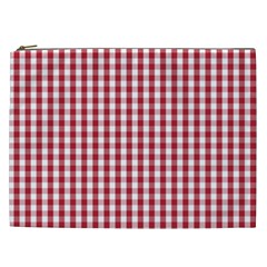 Usa Flag Red Blood Large Gingham Check Cosmetic Bag (xxl)  by PodArtist