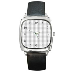 Christmas Silver Gingham Check Plaid Square Metal Watch by PodArtist