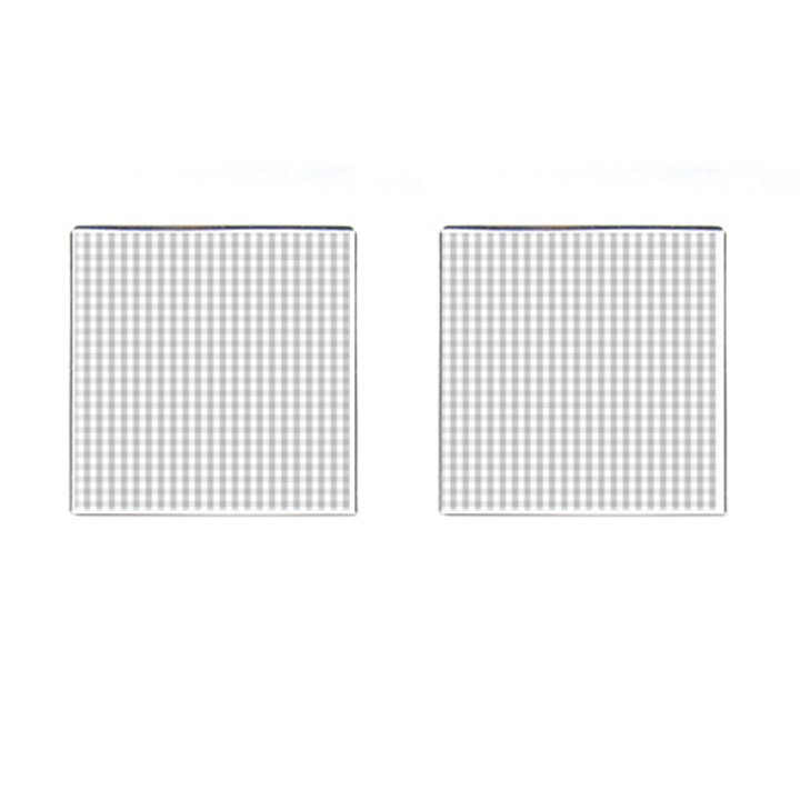 Christmas Silver Gingham Check Plaid Cufflinks (Square)