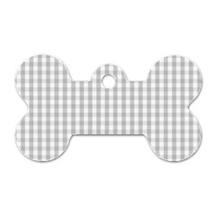 Christmas Silver Gingham Check Plaid Dog Tag Bone (Two Sides)