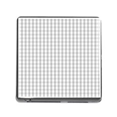 Christmas Silver Gingham Check Plaid Memory Card Reader (square) by PodArtist