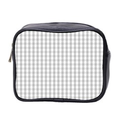 Christmas Silver Gingham Check Plaid Mini Toiletries Bag 2-side