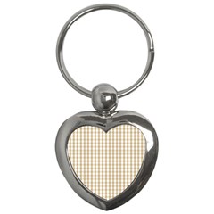 Christmas Gold Large Gingham Check Plaid Pattern Key Chains (heart)  by PodArtist