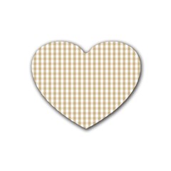 Christmas Gold Large Gingham Check Plaid Pattern Heart Coaster (4 Pack)  by PodArtist