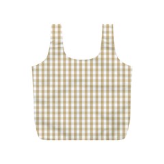 Christmas Gold Large Gingham Check Plaid Pattern Full Print Recycle Bags (s) 