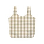 Christmas Gold Large Gingham Check Plaid Pattern Full Print Recycle Bags (S)  Front