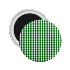 Christmas Green Velvet Large Gingham Check Plaid Pattern 2.25  Magnets