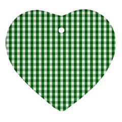 Christmas Green Velvet Large Gingham Check Plaid Pattern Ornament (Heart)