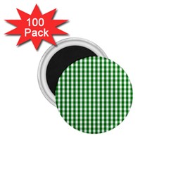 Christmas Green Velvet Large Gingham Check Plaid Pattern 1.75  Magnets (100 pack) 