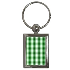 Christmas Green Velvet Large Gingham Check Plaid Pattern Key Chains (Rectangle) 