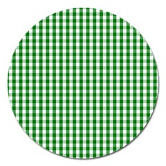 Christmas Green Velvet Large Gingham Check Plaid Pattern Magnet 5  (Round)