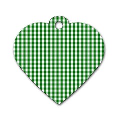 Christmas Green Velvet Large Gingham Check Plaid Pattern Dog Tag Heart (One Side)