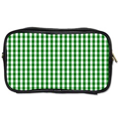 Christmas Green Velvet Large Gingham Check Plaid Pattern Toiletries Bags 2-Side