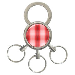 Christmas Red Velvet Large Gingham Check Plaid Pattern 3-ring Key Chains by PodArtist