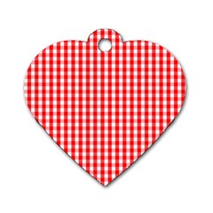 Christmas Red Velvet Large Gingham Check Plaid Pattern Dog Tag Heart (one Side) by PodArtist