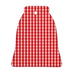 Christmas Red Velvet Large Gingham Check Plaid Pattern Ornament (Bell) Front