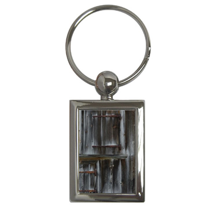 Alpine Hut Almhof Old Wood Grain Key Chains (Rectangle) 