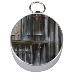 Alpine Hut Almhof Old Wood Grain Silver Compasses