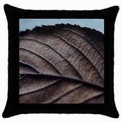 Leaf Veins Nerves Macro Closeup Throw Pillow Case (black)