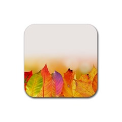 Autumn Leaves Colorful Fall Foliage Rubber Coaster (square)  by BangZart