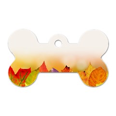 Autumn Leaves Colorful Fall Foliage Dog Tag Bone (one Side) by BangZart