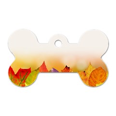 Autumn Leaves Colorful Fall Foliage Dog Tag Bone (two Sides) by BangZart