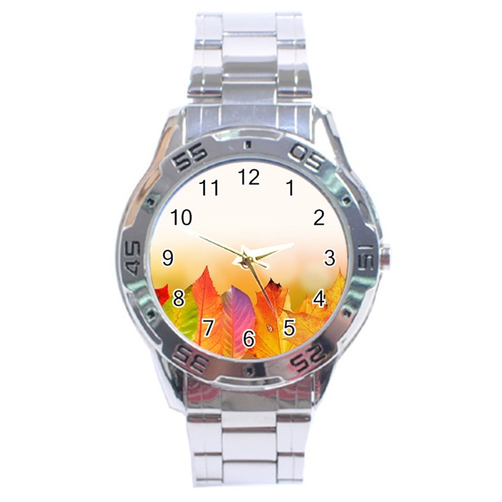 Autumn Leaves Colorful Fall Foliage Stainless Steel Analogue Watch