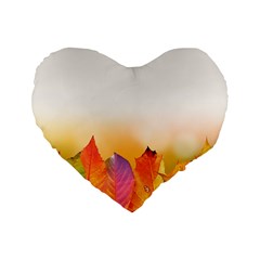 Autumn Leaves Colorful Fall Foliage Standard 16  Premium Heart Shape Cushions by BangZart