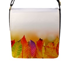 Autumn Leaves Colorful Fall Foliage Flap Messenger Bag (l) 