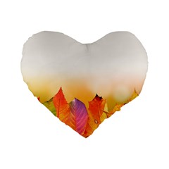 Autumn Leaves Colorful Fall Foliage Standard 16  Premium Flano Heart Shape Cushions