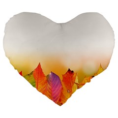 Autumn Leaves Colorful Fall Foliage Large 19  Premium Flano Heart Shape Cushions by BangZart