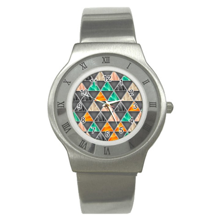 Abstract Geometric Triangle Shape Stainless Steel Watch